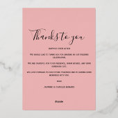 モダンな結婚式のお礼カード 2枚の写真 ゴールドの箔押し 箔招待状 (裏面)