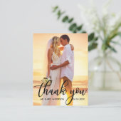 モダンな結婚式のお礼 新婦 新郎 フォトB ポストカード (スタンド正面)