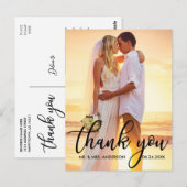 モダンな結婚式のお礼 新婦 新郎 フォトB ポストカード (正面/裏面)