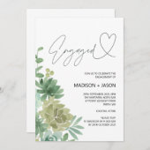 モダンな結婚式のご案内 ウェディングパーティー グリーン 招待状 (正面/裏面)