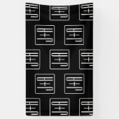 モダンな結婚式のイニシャルパターン | 黒と白 横断幕 (縦)