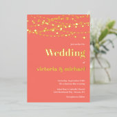 モダンな結婚式のイルミネーション 箔招待状 (立ち正面)