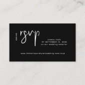 モダンな結婚式のウェブサイト オンライン RSVP ブラック エンクロージャーカード (正面)