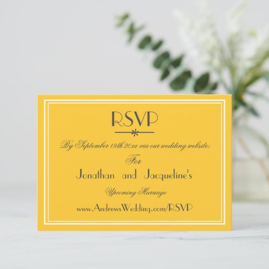 モダンな結婚式のウェブサイトRSVP返信カード 出欠カード (スタンド正面)