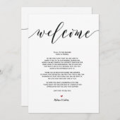 モダンな結婚式のウェルカムカードとスケジュールカード v8 招待状 (正面/裏面)