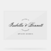 モダンな結婚式のウェルカムボードのカリグラフィー アクリルサイン (正面)
