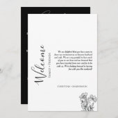 モダンな結婚式のウェルカムメッセージと週間スケジュール 招待状 (正面/裏面)