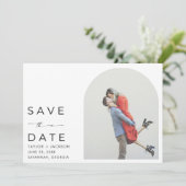 モダンな結婚式のエレガントなアーチ写真 セーブザデート (スタンド正面)