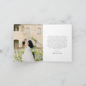 モダンな結婚式のエレガントなピーチフォト サンキューカード (内部)