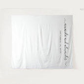 モダンな結婚式のエントランスバックドロップ｜ミニマルスクリプト タペストリー (正面(横))