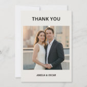 モダンな結婚式のオーダーメイド 白黒写真 サンキューカード (正面)