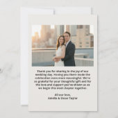 モダンな結婚式のオーダーメイド 白黒写真 サンキューカード (裏面)
