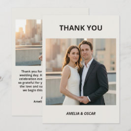 モダンな結婚式のオーダーメイド 白黒写真 サンキューカード