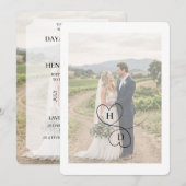 モダンな結婚式のカップル写真 招待状 (正面/裏面)
