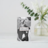 モダンな結婚式のカメラマンのばら色の金ゴールドの写真 名刺 (スタンド正面)