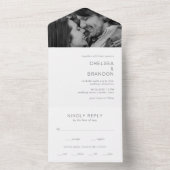 モダンな結婚式のグレー・モノグラム写真 オールインワン招待状 (内側)