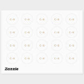 モダンな結婚式のゴールドモノグラム ラウンドシール (シート)