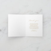モダンな結婚式のゴールド カリグラフィー写真 サンキューカード (内部)