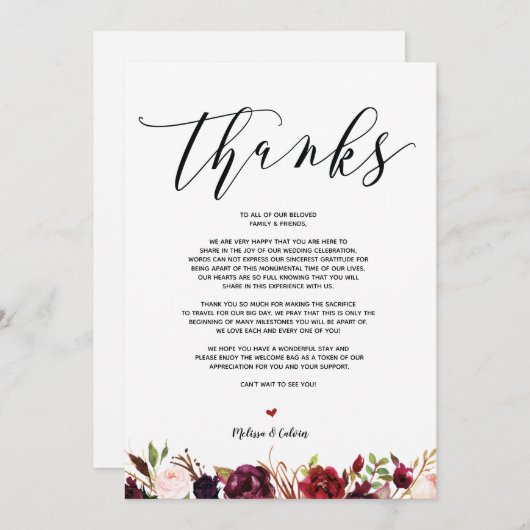 モダンな結婚式のサンキューカードv1 招待状 (正面/裏面)