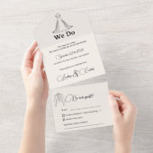 モダンな結婚式のシルエットコレクション オールインワン招待状 (貼ってはがせる)