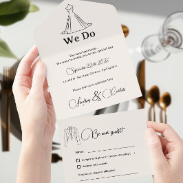 モダンな結婚式のシルエットコレクション オールインワン招待状