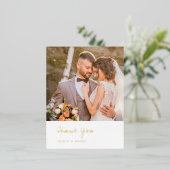 モダンな結婚式のシンプルなお礼 箔招待状ポストカード (立ち正面)