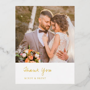 モダンな結婚式のシンプルなお礼 箔招待状ポストカード