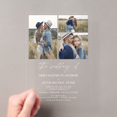 モダンな結婚式のシンプルな3枚の写真 アクリル招待状 (インサイチュ (ポータブル))