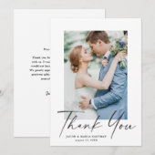 モダンな結婚式のスクリプト サンキューカード (正面/裏面)