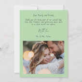 モダンな結婚式のスクリプト 2枚の写真入り御礼カード サンキューカード (裏面)