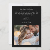 モダンな結婚式のスクリプト 2枚の写真入り御礼カード サンキューカード (裏面)