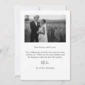 モダンな結婚式のスクリプト 2枚の写真入り御礼カード サンキューカード (裏面)
