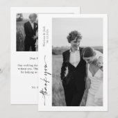 モダンな結婚式のスクリプト 2枚の写真入り御礼カード サンキューカード (正面/裏面)