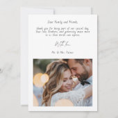 モダンな結婚式のスクリプト 2枚の写真 サンクスカード サンキューカード (裏面)