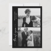 モダンな結婚式のスクリプト 2枚の写真 サンクスカード サンキューカード (正面)