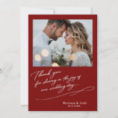 モダンな結婚式のスクリプト 2枚の写真 サンクスカード サンキューカード (正面)