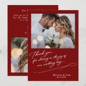 モダンな結婚式のスクリプト 2枚の写真 サンクスカード サンキューカード (正面/裏面)