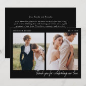 モダンな結婚式のスクリプト 2枚の写真 サンクスカード サンキューカード (正面/裏面)