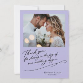 モダンな結婚式のスクリプト 2枚の写真 サンクスカード サンキューカード