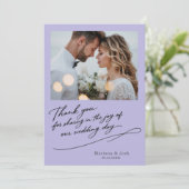 モダンな結婚式のスクリプト 2枚の写真 サンクスカード サンキューカード (スタンド正面)