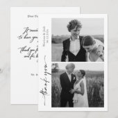 モダンな結婚式のスクリプト 2枚の写真 サンクスカード サンキューカード (正面/裏面)