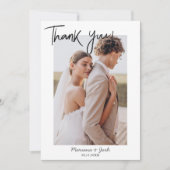 モダンな結婚式のスクリプト 2枚の写真 サンクスカード サンキューカード (正面)