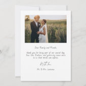 モダンな結婚式のスクリプト 2枚の写真 サンクスカード サンキューカード (裏面)