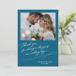 モダンな結婚式のスクリプト 2枚の写真 サンクスカード サンキューカード