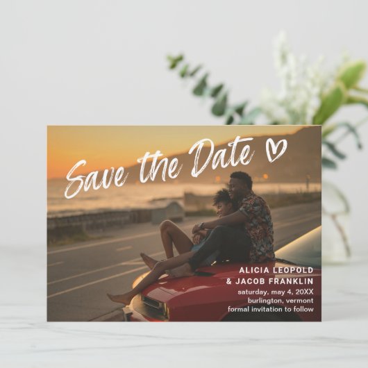モダンな結婚式のスタイリッシュな写真 セーブザデート (スタンド正面)