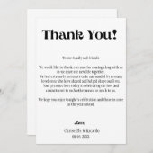 モダンな結婚式のテーブルセッティングのお礼カード 案内状 (正面/裏面)