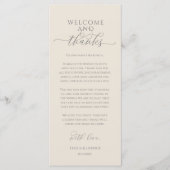 モダンな結婚式のディナー席札のお礼カード プログラム (正面)