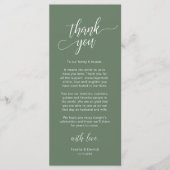 モダンな結婚式のディナー席札のお礼カード プログラム (正面)