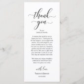 モダンな結婚式のディナー席札のお礼カード プログラム (正面)