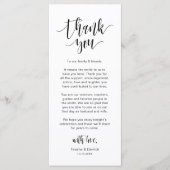 モダンな結婚式のディナー席札のお礼カード プログラム (正面)